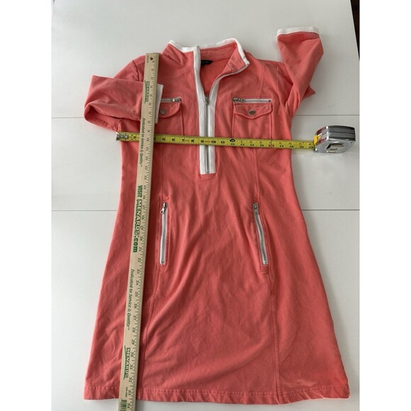 Boston Proper Coral Womens Dress Half Zip 3/4 Sleeve Size M Wash Wear Sheath - Picture 7 of 10